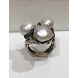 Sortija plata y perlas barrocas AMP523