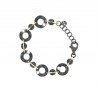 Pulsera de plata oxido-oro-perlas 24337
