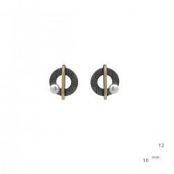 Pendientes plata-oxido-oro-perla 24333